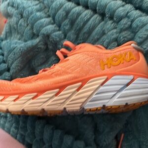 Hoka Orange and White Running Shoes